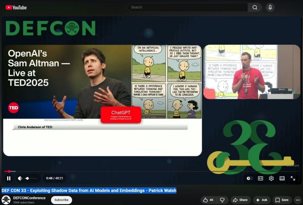 DEF CON 33 - Exploiting Shadow Data from AI Models and Embeddings - Patrick Walsh