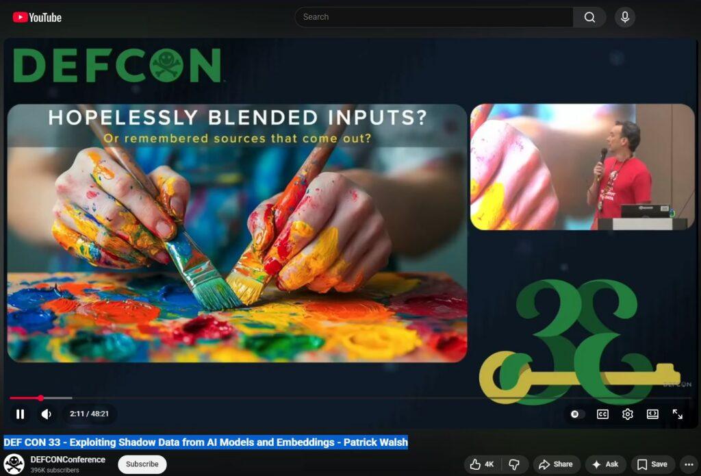 DEF CON 33 - Exploiting Shadow Data from AI Models and Embeddings - Patrick Walsh